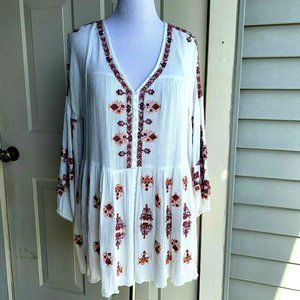 Free People 100% ivory rayon oversized blouse M
